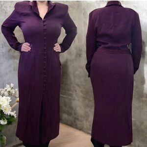 NWT Vintage Sophisticate Purple Button Up Dress 14
